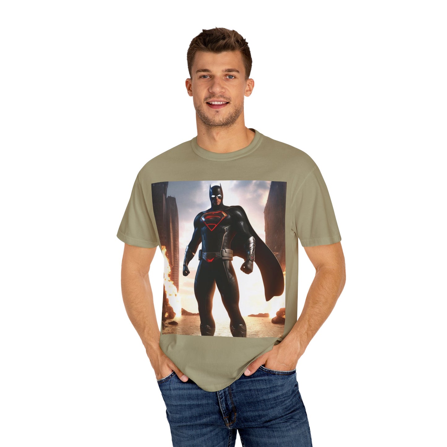 Graphic Unisex T-shirt with Superhero and Sidekick Design