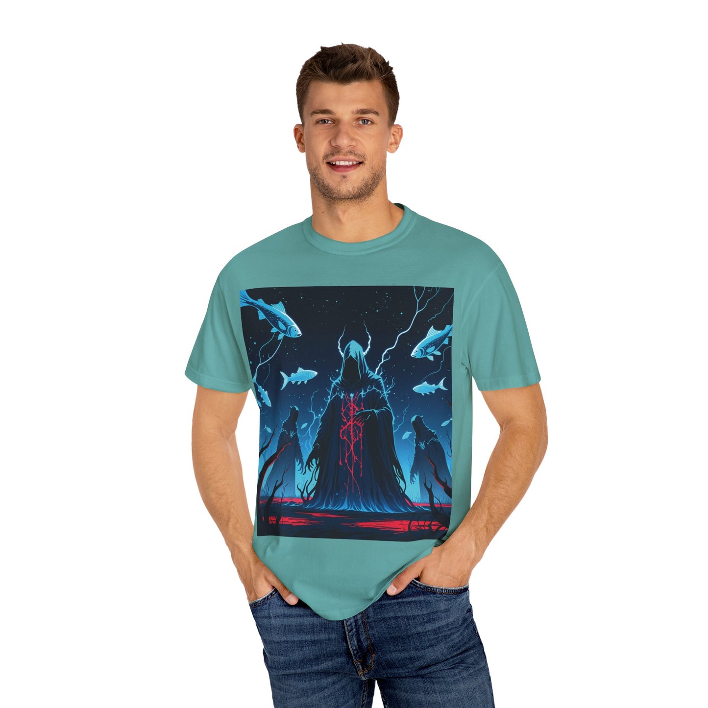 Magician Unisex Garment-Dyed T-shirt - Dark Sea Rise Design