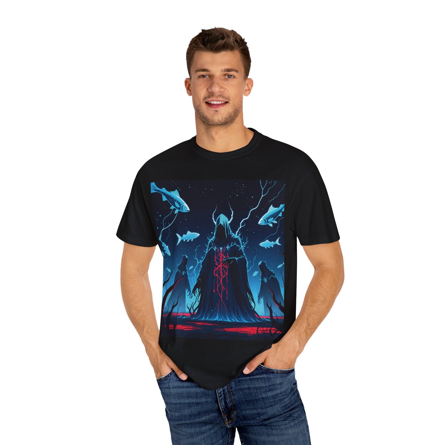 Magician Unisex Garment-Dyed T-shirt - Dark Sea Rise Design