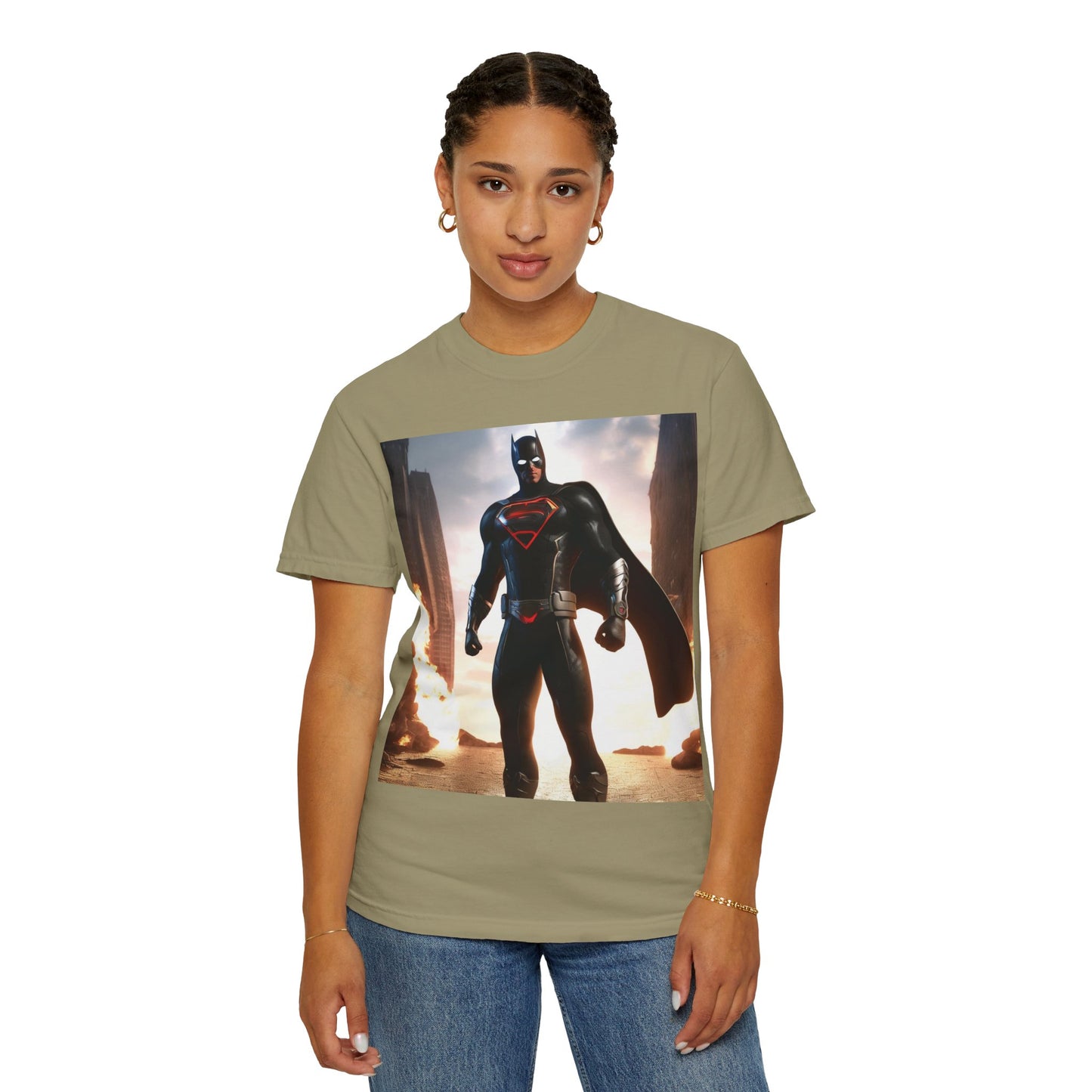 Graphic Unisex T-shirt with Superhero and Sidekick Design