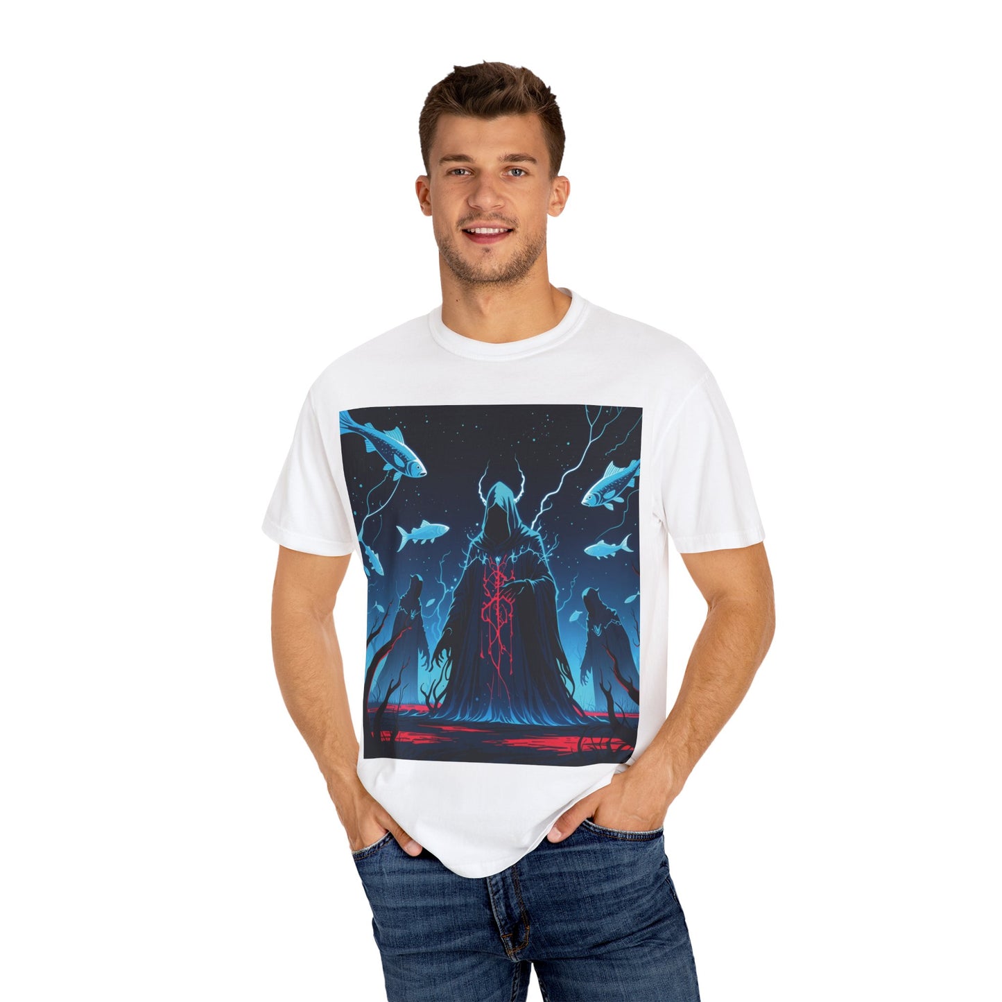 Magician Unisex Garment-Dyed T-shirt - Dark Sea Rise Design