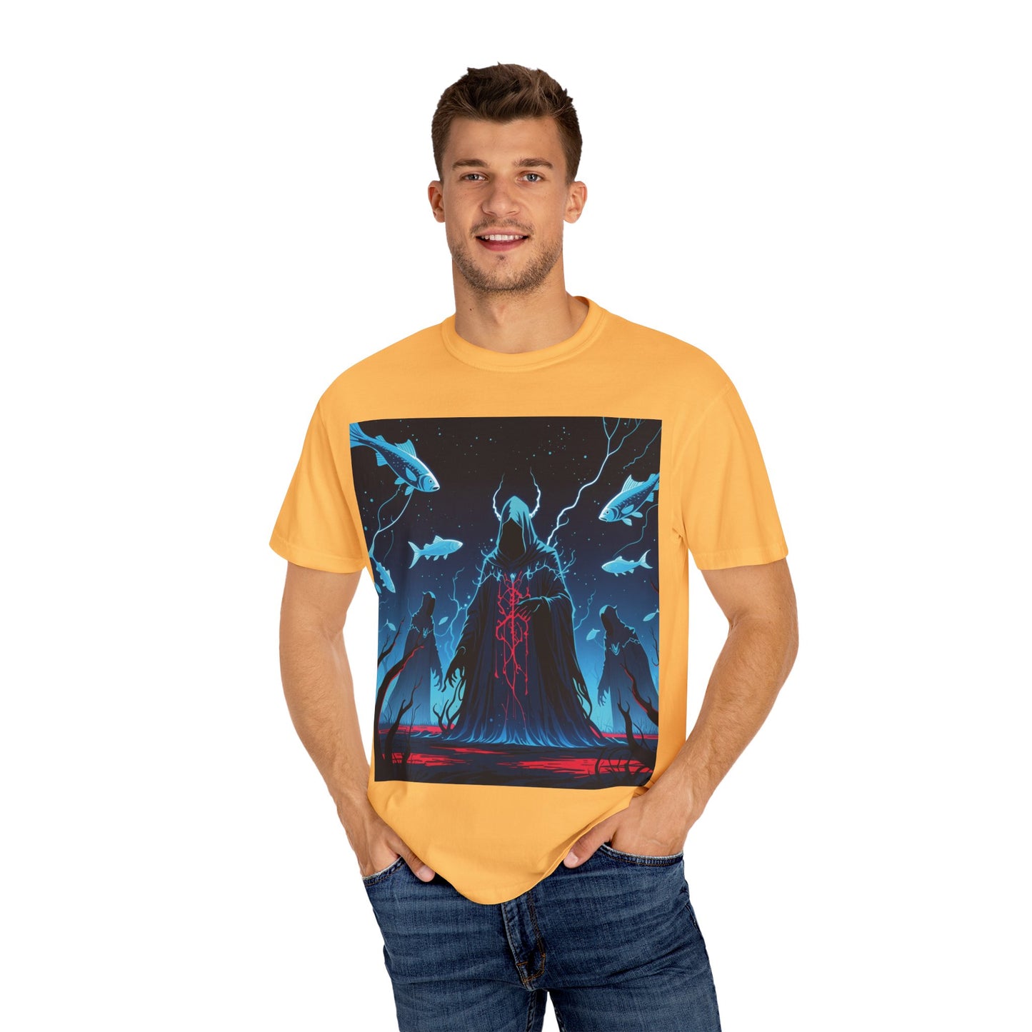 Magician Unisex Garment-Dyed T-shirt - Dark Sea Rise Design