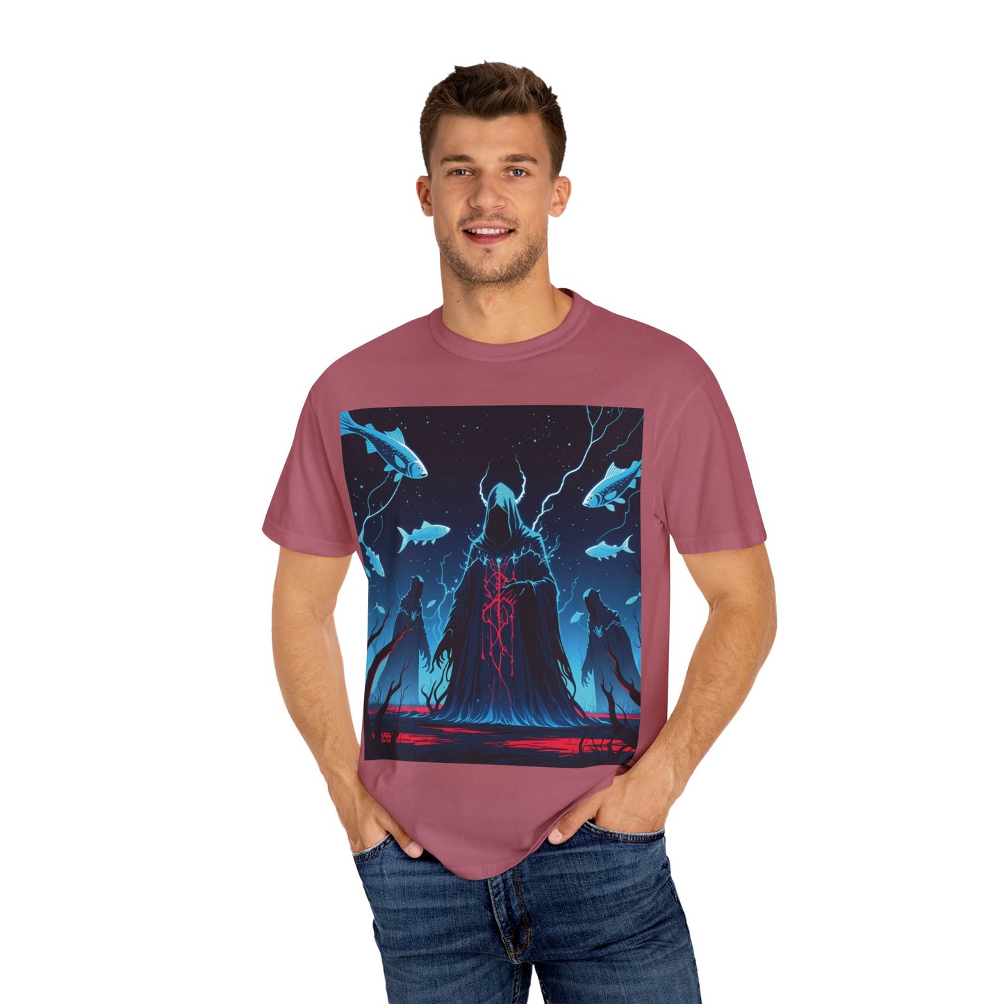 Magician Unisex Garment-Dyed T-shirt - Dark Sea Rise Design