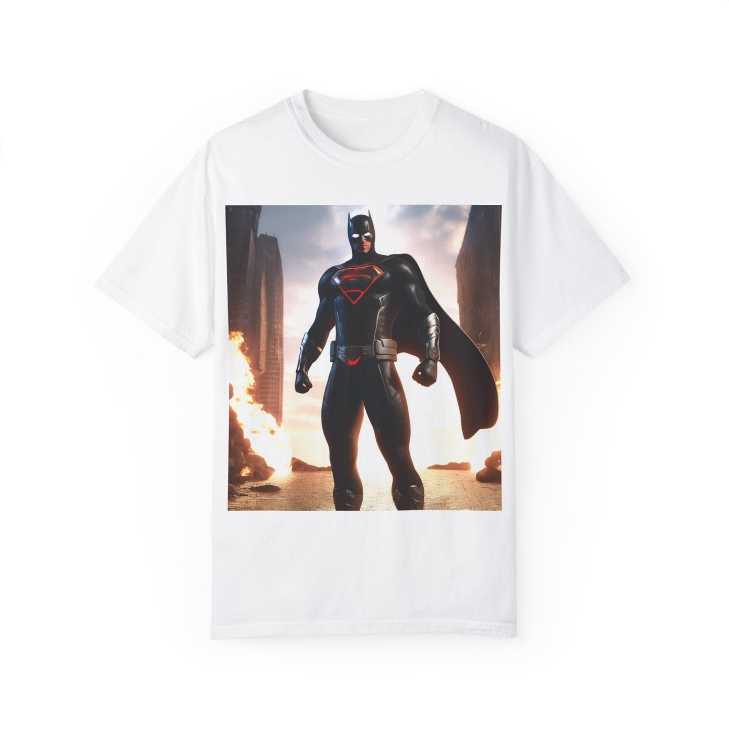 Graphic Unisex T-shirt with Superhero and Sidekick Design