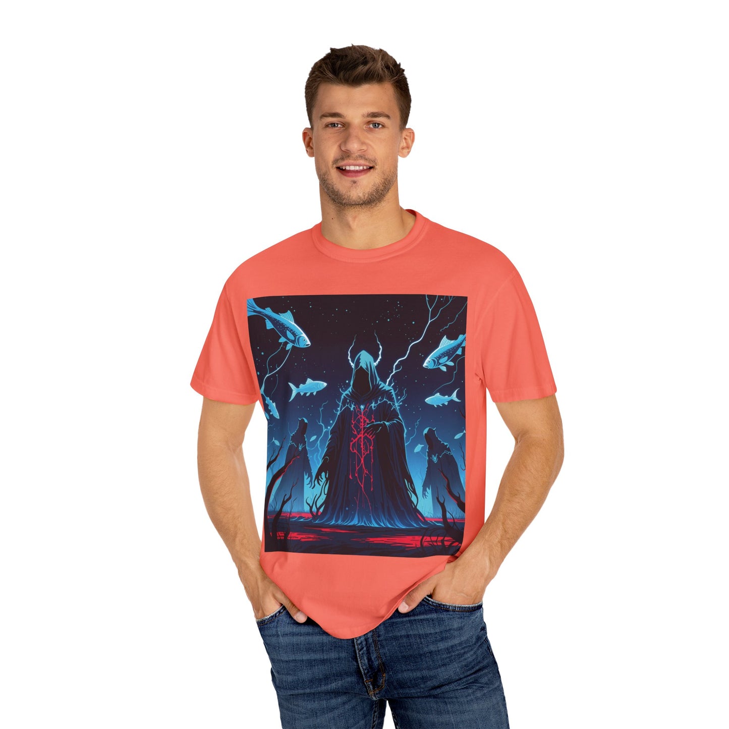 Magician Unisex Garment-Dyed T-shirt - Dark Sea Rise Design