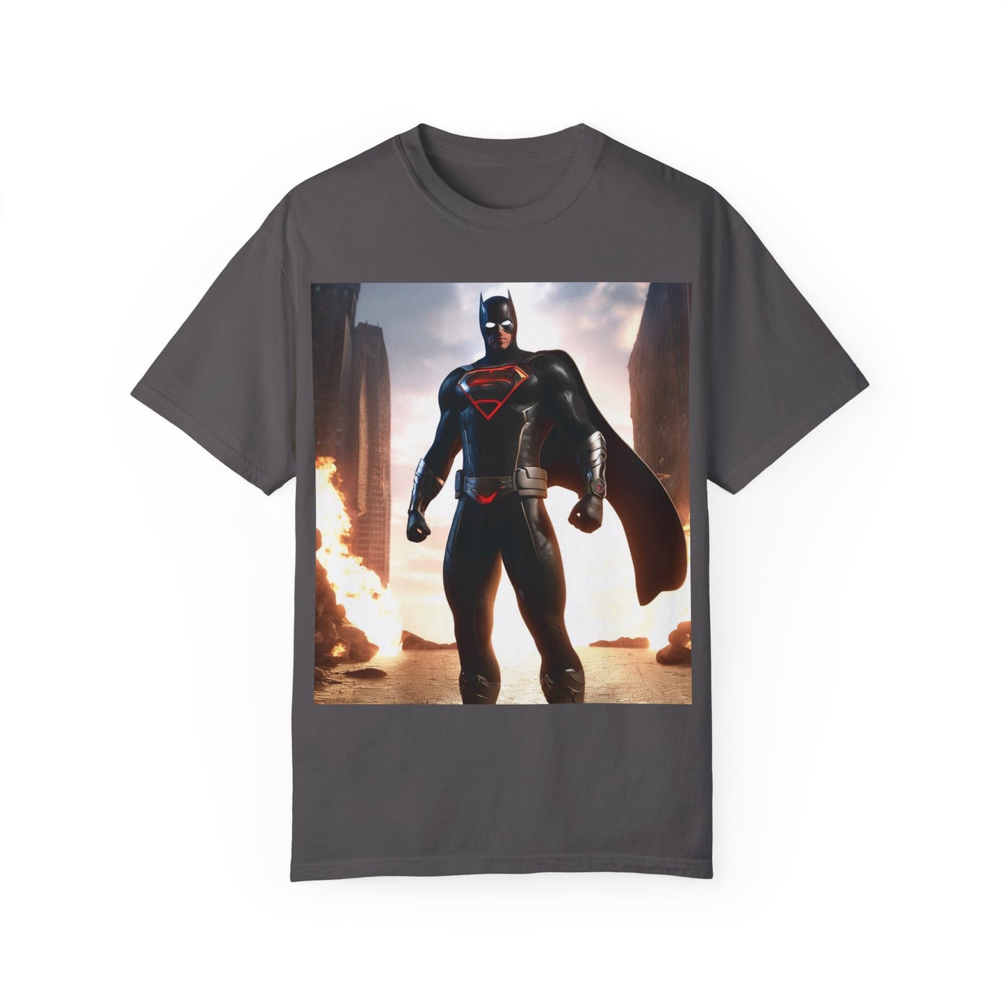 Graphic Unisex T-shirt with Superhero and Sidekick Design