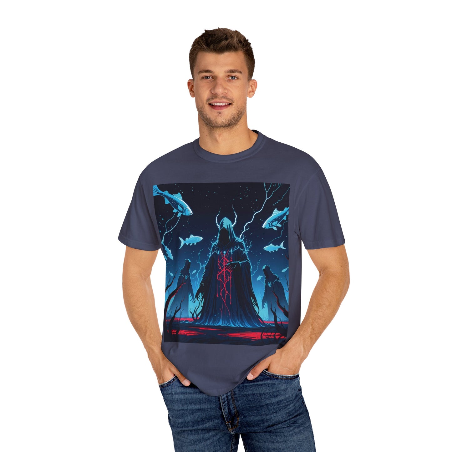 Magician Unisex Garment-Dyed T-shirt - Dark Sea Rise Design