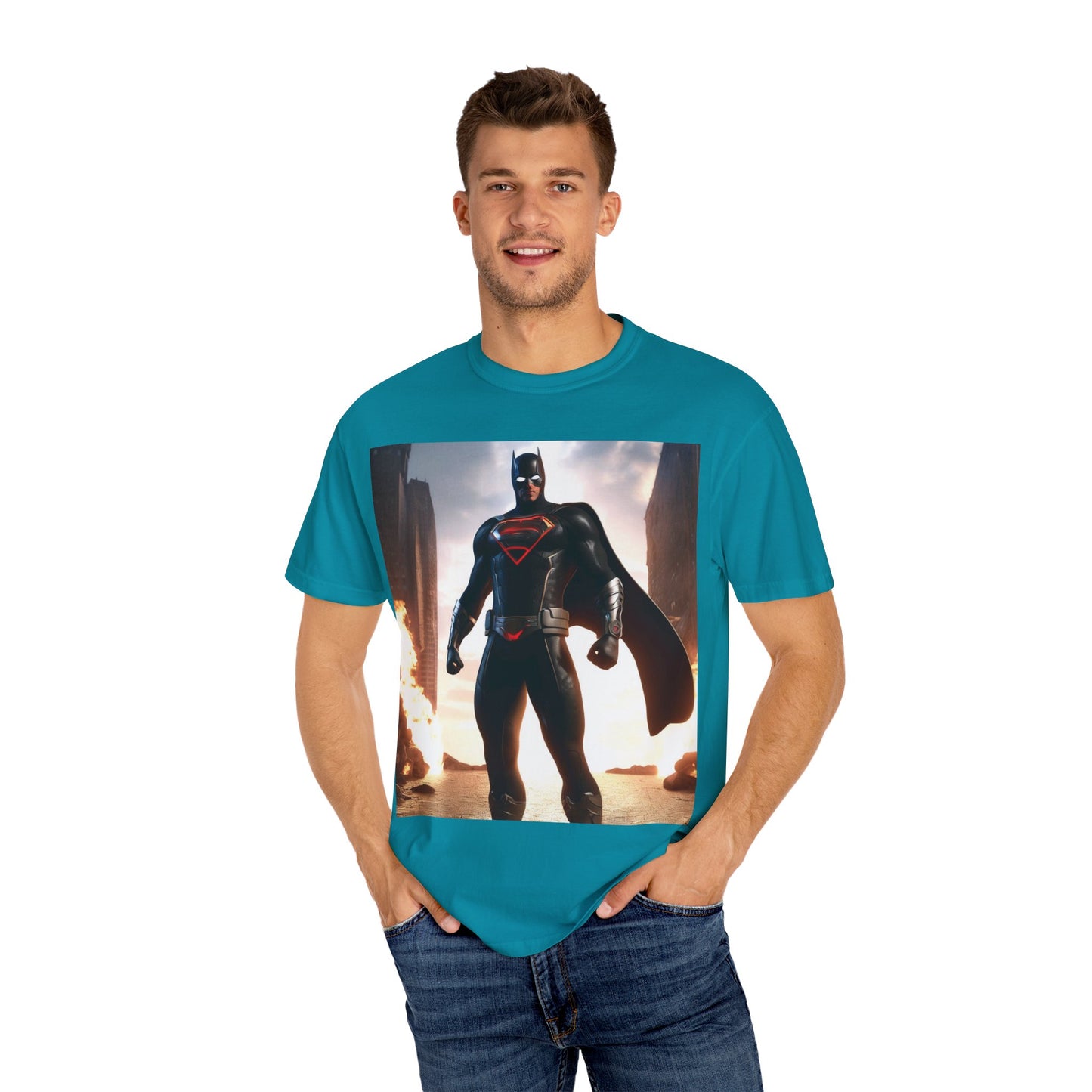 Graphic Unisex T-shirt with Superhero and Sidekick Design