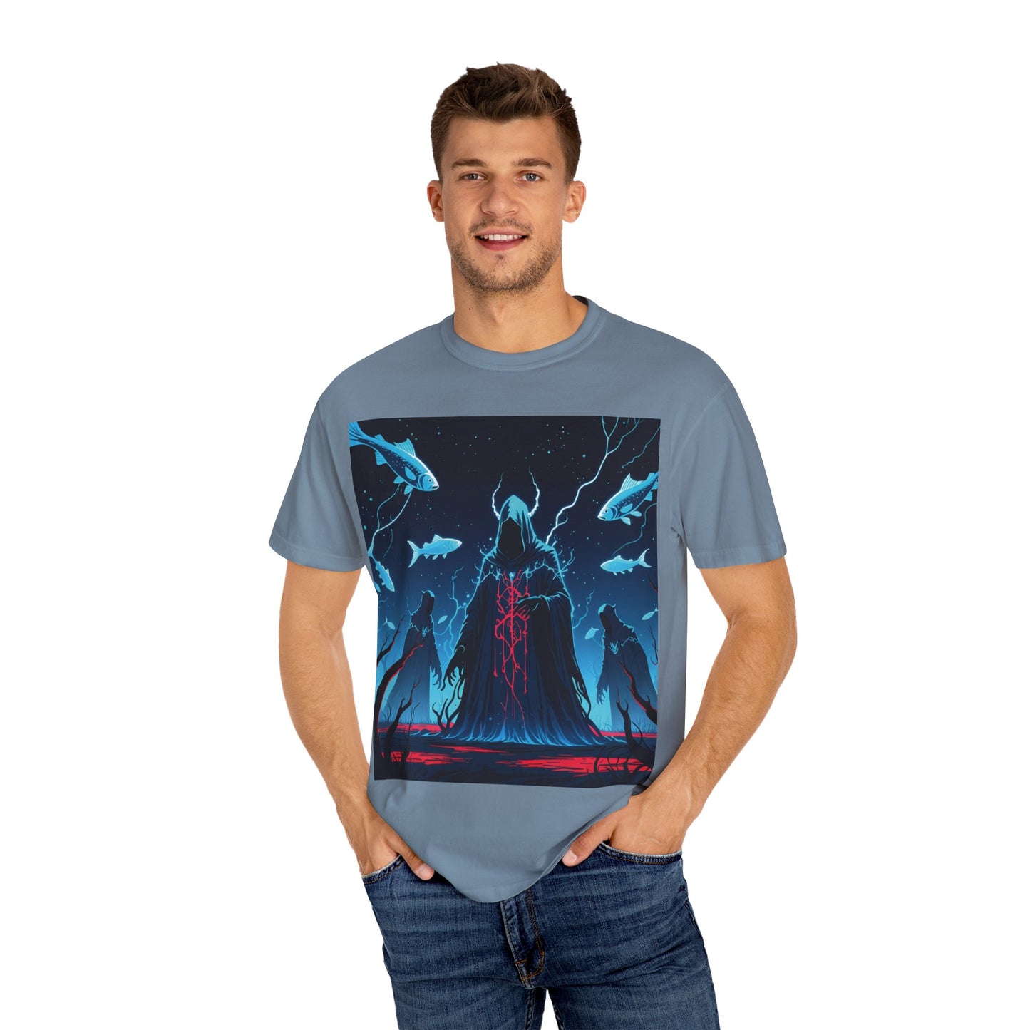 Magician Unisex Garment-Dyed T-shirt - Dark Sea Rise Design